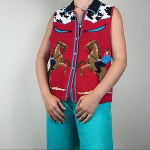 Vintage cowgirl hand knit sweater vest